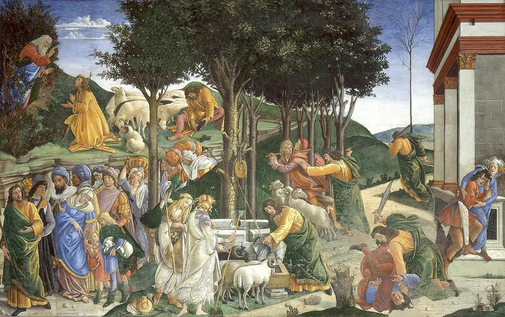 The Trials of Moses in Detail Sandro Botticelli